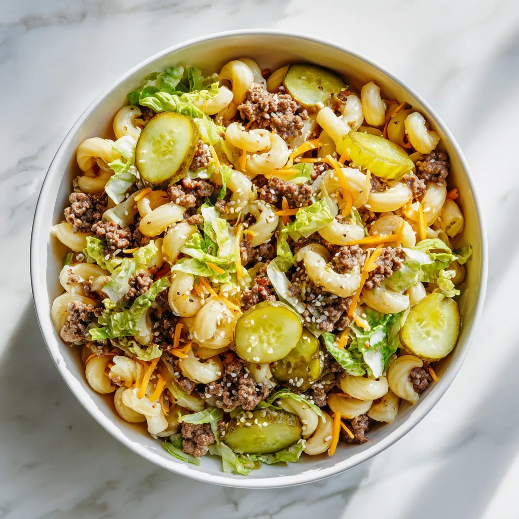 Big Mac Pasta Salad: Loaded Cheeseburger Flavor Bowl