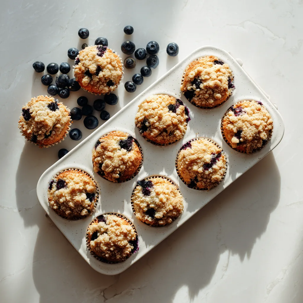 Blueberry Streusel Muffins Bakery-Style Crumb Tops